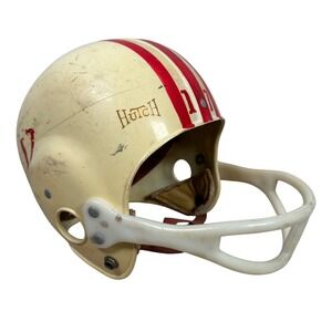 Vintage 50s Hutch Lou Groza Football Helmet White Red Stripes Longhorn‎ Logo 637